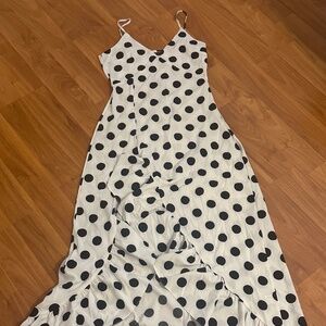 Boohoo Black and White Ruffle Maxi Dress + Size US 8/ UK 12